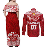 Personalised Tonga Rugby Couples Matching Off Shoulder Maxi Dress and Long Sleeve Button Shirts Ikale Tahi Champions World Cup 2023 LT7 - Wonder Print Shop