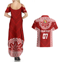 Personalised Tonga Rugby Couples Matching Summer Maxi Dress and Hawaiian Shirt Ikale Tahi Champions World Cup 2023 LT7 - Wonder Print Shop