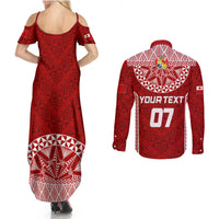 Personalised Tonga Rugby Couples Matching Summer Maxi Dress and Long Sleeve Button Shirts Ikale Tahi Champions World Cup 2023 LT7 - Wonder Print Shop