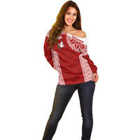 Personalised Tonga Rugby Off Shoulder Sweater Ikale Tahi Champions World Cup 2023 - Wonder Print Shop