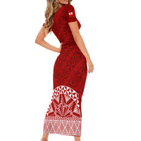 Personalised Tonga Rugby Short Sleeve Bodycon Dress Ikale Tahi Champions World Cup 2023 - Wonder Print Shop