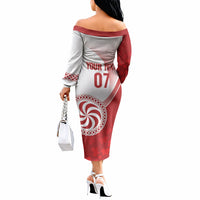 Georgia Rugby Custom Borjgalosnebi Off The Shoulder Long Sleeve Dress Champions Lelos