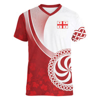 Georgia Rugby Custom Borjgalosnebi Women V-Neck T-Shirt Champions Lelos