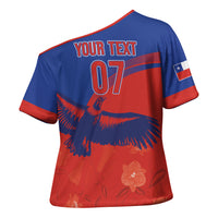 Chile Rugby Custom Los Condores Cross Shoulder Shirt Copihue Motifs