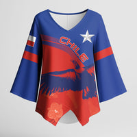 Chile Rugby Custom Los Condores Kimono Sleeve Blouse Copihue Motifs