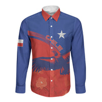 Chile Rugby Custom Los Condores Long Sleeve Button Shirt Copihue Motifs