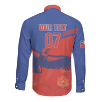 Chile Rugby Custom Los Condores Long Sleeve Button Shirt Copihue Motifs