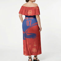 Chile Rugby Custom Los Condores Off Shoulder Maxi Dress Copihue Motifs