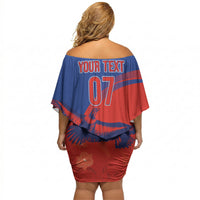 Chile Rugby Custom Los Condores Off Shoulder Short Dress Copihue Motifs