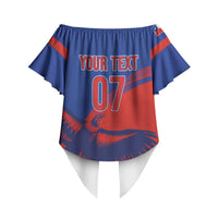 Chile Rugby Custom Los Condores Off Shoulder Wrap Waist Top Copihue Motifs