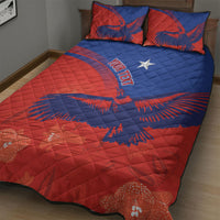 Chile Rugby Custom Los Condores Quilt Bed Set Copihue Motifs
