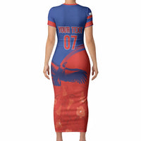 Chile Rugby Custom Los Condores Short Sleeve Bodycon Dress Copihue Motifs