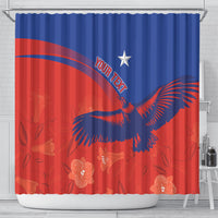 Chile Rugby Custom Los Condores Shower Curtain Copihue Motifs