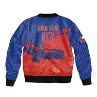 Chile Rugby Custom Los Condores Sleeve Zip Bomber Jacket Copihue Motifs