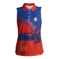 Chile Rugby Custom Los Condores Women Sleeveless Polo Shirt Copihue Motifs