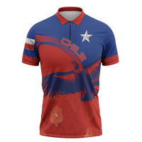 Chile Rugby Custom Los Condores Zipper Polo Shirt Copihue Motifs