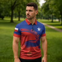 Chile Rugby Custom Los Condores Zipper Polo Shirt Copihue Motifs
