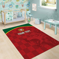 Portugal Rugby Custom Os Lobos Area Rug Bandeira das Quinas Inspired