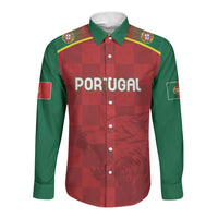Portugal Rugby Custom Os Lobos Long Sleeve Button Shirt Bandeira das Quinas Inspired