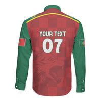 Portugal Rugby Custom Os Lobos Long Sleeve Button Shirt Bandeira das Quinas Inspired