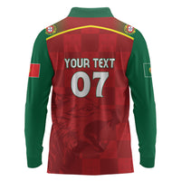 Portugal Rugby Custom Os Lobos Long Sleeve Polo Shirt Bandeira das Quinas Inspired