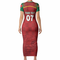 Portugal Rugby Custom Os Lobos Short Sleeve Bodycon Dress Bandeira das Quinas Inspired