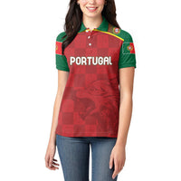 Portugal Rugby Custom Os Lobos Women Polo Shirt Bandeira das Quinas Inspired