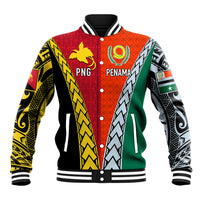 Personalised Papua New Guinea Mix Penama Baseball Jacket Tribal Patterns Half-Half Style LT7 - Wonder Print Shop