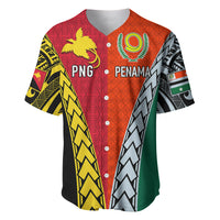 Personalised Papua New Guinea Mix Penama Baseball Jersey Tribal Patterns Half-Half Style LT7 - Wonder Print Shop