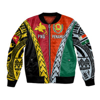 Personalised Papua New Guinea Mix Penama Bomber Jacket Tribal Patterns Half-Half Style LT7 - Wonder Print Shop