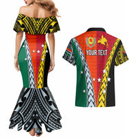 Personalised Papua New Guinea Mix Penama Couples Matching Mermaid Dress and Hawaiian Shirt Tribal Patterns Half-Half Style LT7 - Wonder Print Shop