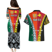 Personalised Papua New Guinea Mix Penama Couples Matching Puletasi Dress and Hawaiian Shirt Tribal Patterns Half-Half Style LT7 - Wonder Print Shop