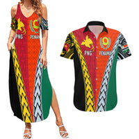 Personalised Papua New Guinea Mix Penama Couples Matching Summer Maxi Dress and Hawaiian Shirt Tribal Patterns Half-Half Style LT7 - Wonder Print Shop