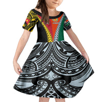 Personalised Papua New Guinea Mix Penama Family Matching Off Shoulder Long Sleeve Dress and Hawaiian Shirt Tribal Patterns Half-Half Style - Wonder Print Shop