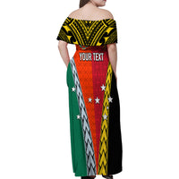 Personalised Papua New Guinea Mix Penama Family Matching Off Shoulder Maxi Dress and Hawaiian Shirt Tribal Patterns Half-Half Style LT7 - Wonder Print Shop