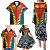 Personalised Papua New Guinea Mix Penama Family Matching Puletasi Dress and Hawaiian Shirt Tribal Patterns Half-Half Style - Wonder Print Shop