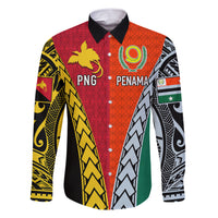 Personalised Papua New Guinea Mix Penama Family Matching Short Sleeve Bodycon Dress and Hawaiian Shirt Tribal Patterns Half-Half Style - Wonder Print Shop