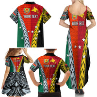 Personalised Papua New Guinea Mix Penama Family Matching Summer Maxi Dress and Hawaiian Shirt Tribal Patterns Half-Half Style - Wonder Print Shop