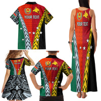 Personalised Papua New Guinea Mix Penama Family Matching Tank Maxi Dress and Hawaiian Shirt Tribal Patterns Half-Half Style - Wonder Print Shop
