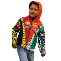 Personalised Papua New Guinea Mix Penama Kid Hoodie Tribal Patterns Half-Half Style - Wonder Print Shop
