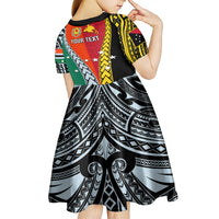 Personalised Papua New Guinea Mix Penama Kid Short Sleeve Dress Tribal Patterns Half-Half Style - Wonder Print Shop