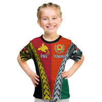 Personalised Papua New Guinea Mix Penama Kid T Shirt Tribal Patterns Half-Half Style - Wonder Print Shop