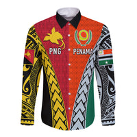 Personalised Papua New Guinea Mix Penama Long Sleeve Button Shirt Tribal Patterns Half-Half Style - Wonder Print Shop