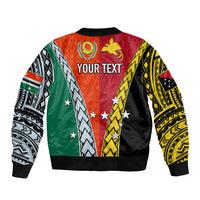 Personalised Papua New Guinea Mix Penama Sleeve Zip Bomber Jacket Tribal Patterns Half-Half Style - Wonder Print Shop