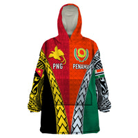 Personalised Papua New Guinea Mix Penama Wearable Blanket Hoodie Tribal Patterns Half-Half Style - Wonder Print Shop