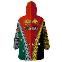 Personalised Papua New Guinea Mix Penama Wearable Blanket Hoodie Tribal Patterns Half-Half Style - Wonder Print Shop