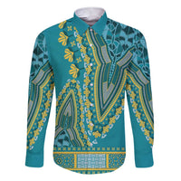 African Dashiki Family Matching Short Sleeve Bodycon Dress and Hawaiian Shirt Luxury Teal - Wonder Print Shop