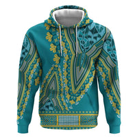 African Dashiki Hoodie Luxury Teal - Wonder Print Shop