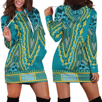 African Dashiki Hoodie Dress Luxury Teal - Wonder Print Shop