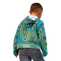 African Dashiki Kid Hoodie Luxury Teal - Wonder Print Shop